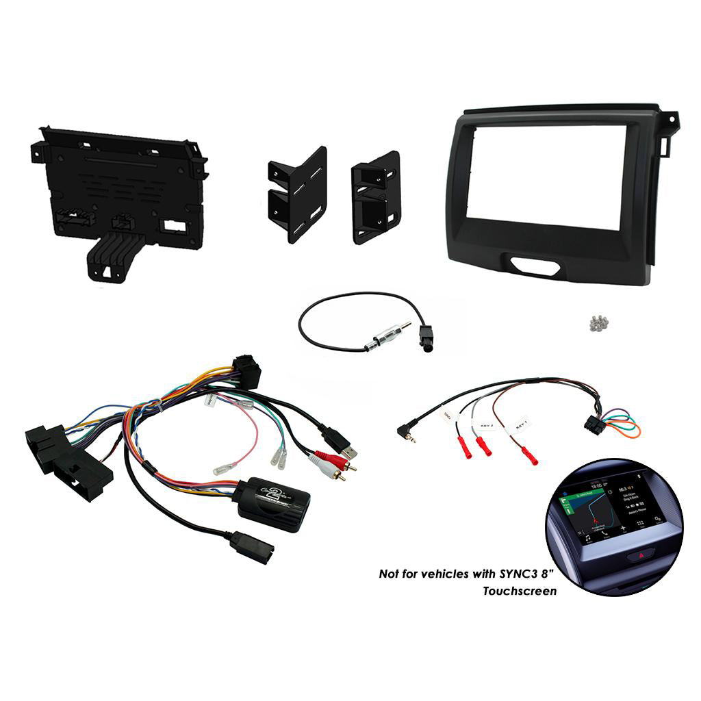 FITTING KIT FORD RANGER XL (PX2) , EVEREST 2015 - 2021 DOUBLE DIN (BLACK) COMPLETE KIT