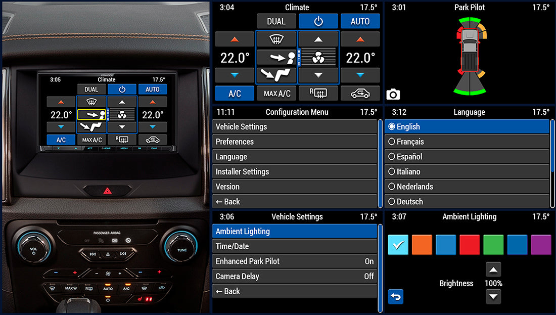 FITTING KIT FORD RANGER (PX2 & PX3) 2015 - 2022 (8" DISPLAY SNYC 3) (BLACK) COMPLETE KIT
