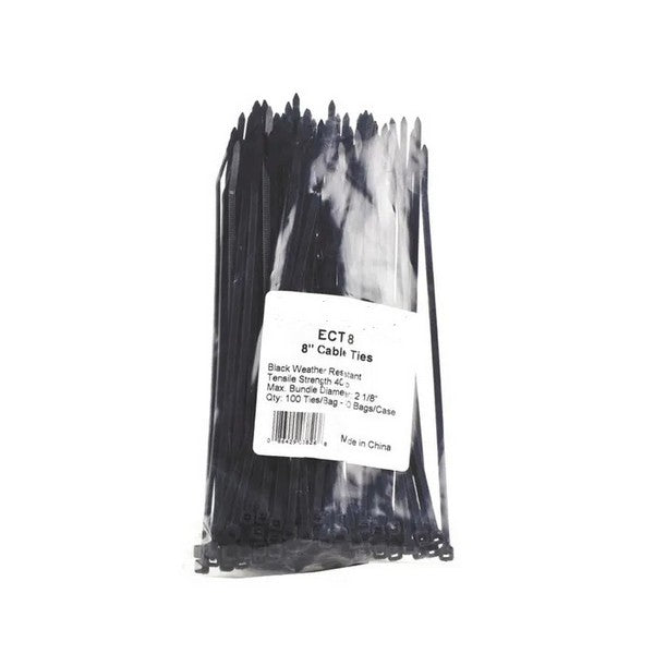 CABLE TIE 206MM LONG X 3.6MM BLACK WIDE (100 PK) DLG MMS