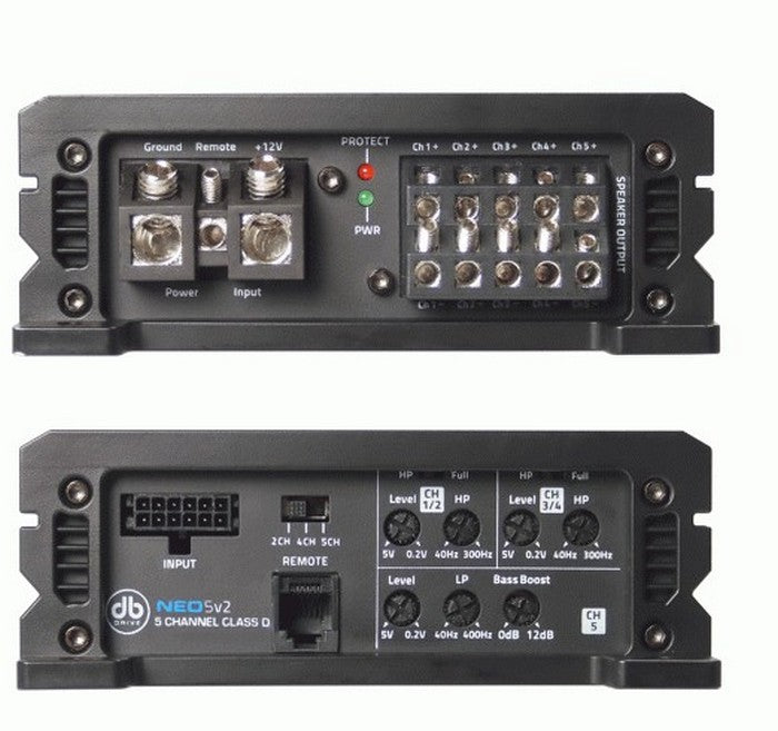 DB DRIVE AMP NEOV2 5CH - 125W RMS X 4 @ 4OHMS + 500W RMS @ 2 OHM ONLY SUB CHANNEL