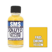 SMS AIRBRUSH PAINT ACRYLIC LACQUER AUTO COLOUR CHROME YELLOW 30ML