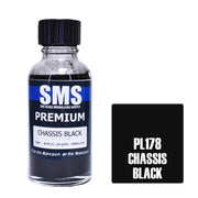 SMS AIRBRUSH PAINT ACRYLIC LACQUER PREMIUM CHASSIS BLACK 30ML