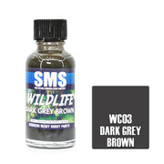 SMS AIRBRUSH PAINT ACRYLIC LACQUER WILDLIFE DARK GREY BROWN 30ML