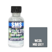SMS AIRBRUSH PAINT ACRYLIC LACQUER WILDLIFE MID GREY 30ML